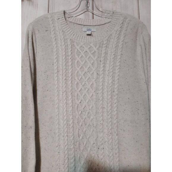 Croft‎ and Barrow Sweater Ladies XXL Cream Speckled Crew Neck - Picture 3 of 7